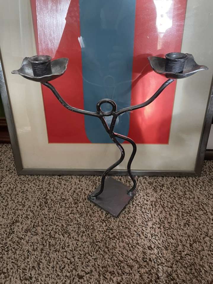 Welded Metal Candlestick Holder