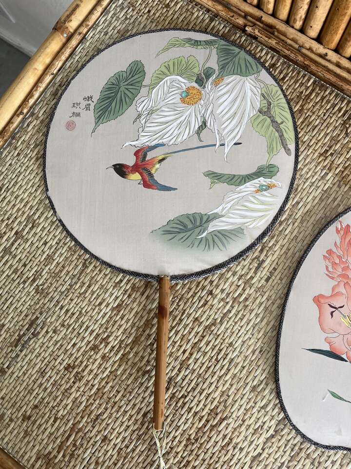 Vintage Silk Screen Hand Fans