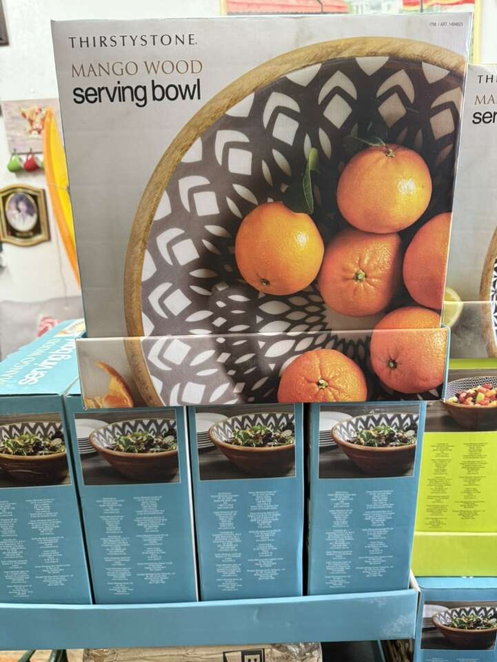 Large Mango Wood Serving Bowl, Brand New