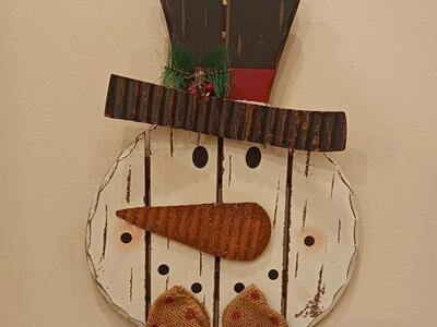 Wooden Snowman sign