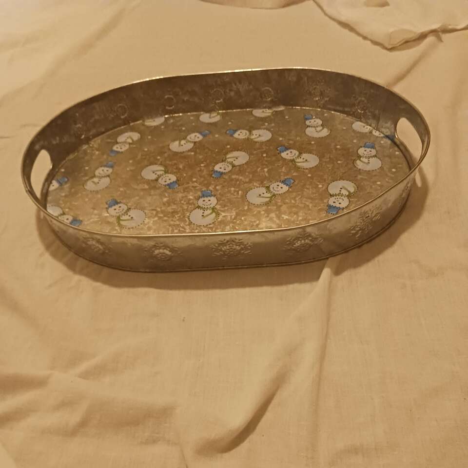 Metal holiday tray