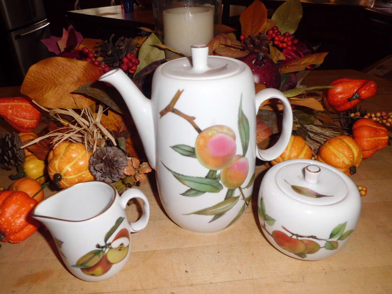 Coffee Pot and Cream & Sugar Set - Evansham Gold by Worcester