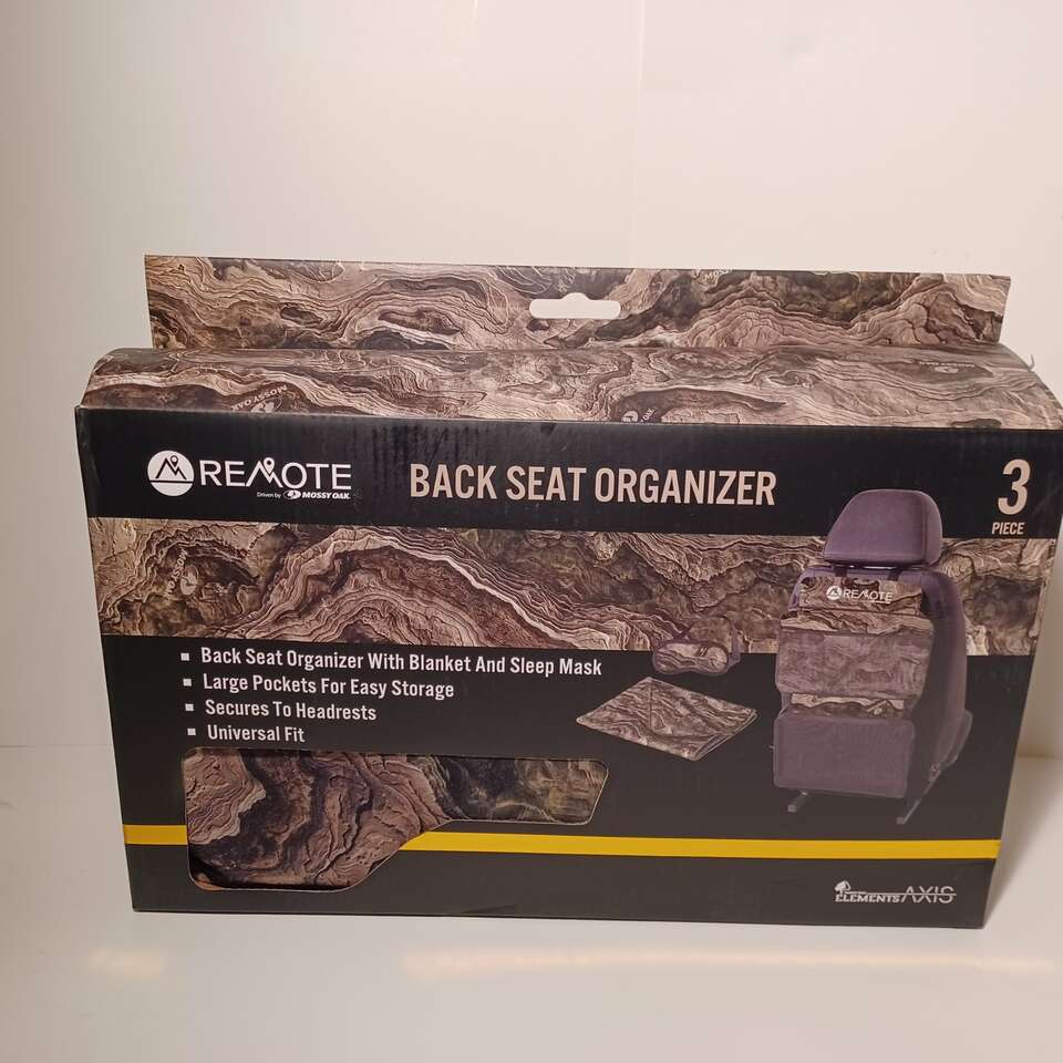 Remote Back Seat Organizer Camo w Blanket and Sleep Mask NIB