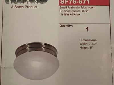Nuvo 1 Light 8 Flush Mount, Small Alabaster Mushroom, Brushed Nickel - SF76-671