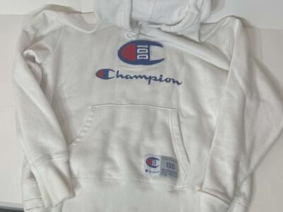 Champion Hoodie Adult Hooded Sweatshirt White C Logo Embroidered 100 Size Large