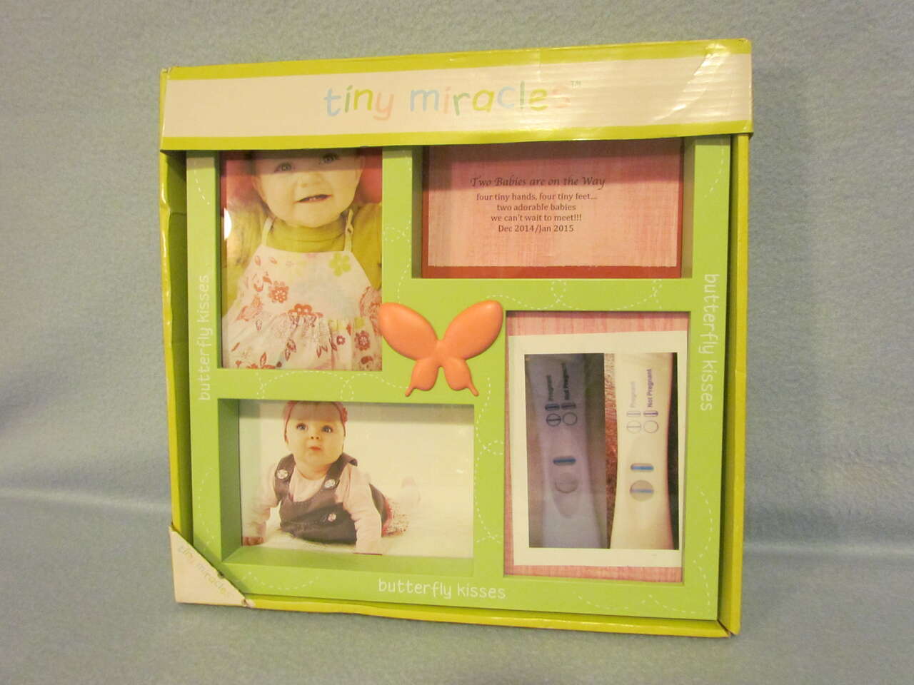 NEW - Baby Girl Pink and Green Tiny Miracles Collage Picture Photo Frame 4x6 Baby Gift