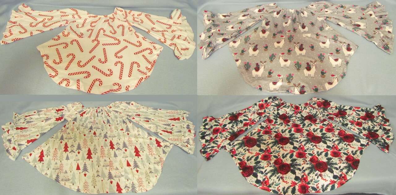 NEW Holiday/Christmas Toddler and Teen Girl Shirts Blouses w/Flared/Ruffled Sleeves