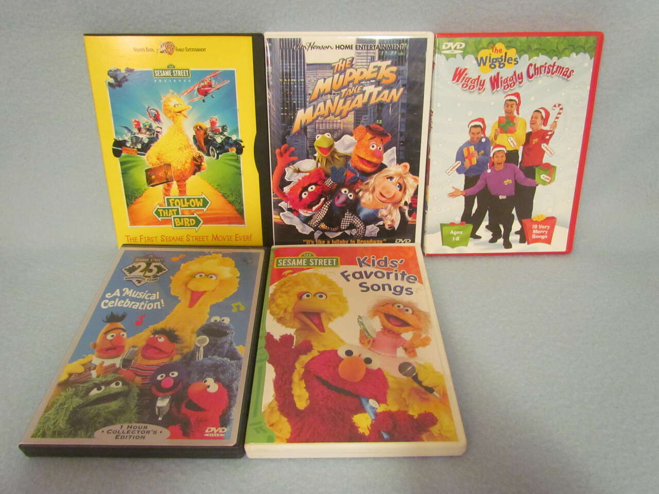 5 Lot DVD's Sesame Street, The Wiggles, The Muppets Shows~Movies~Videos Pre-school