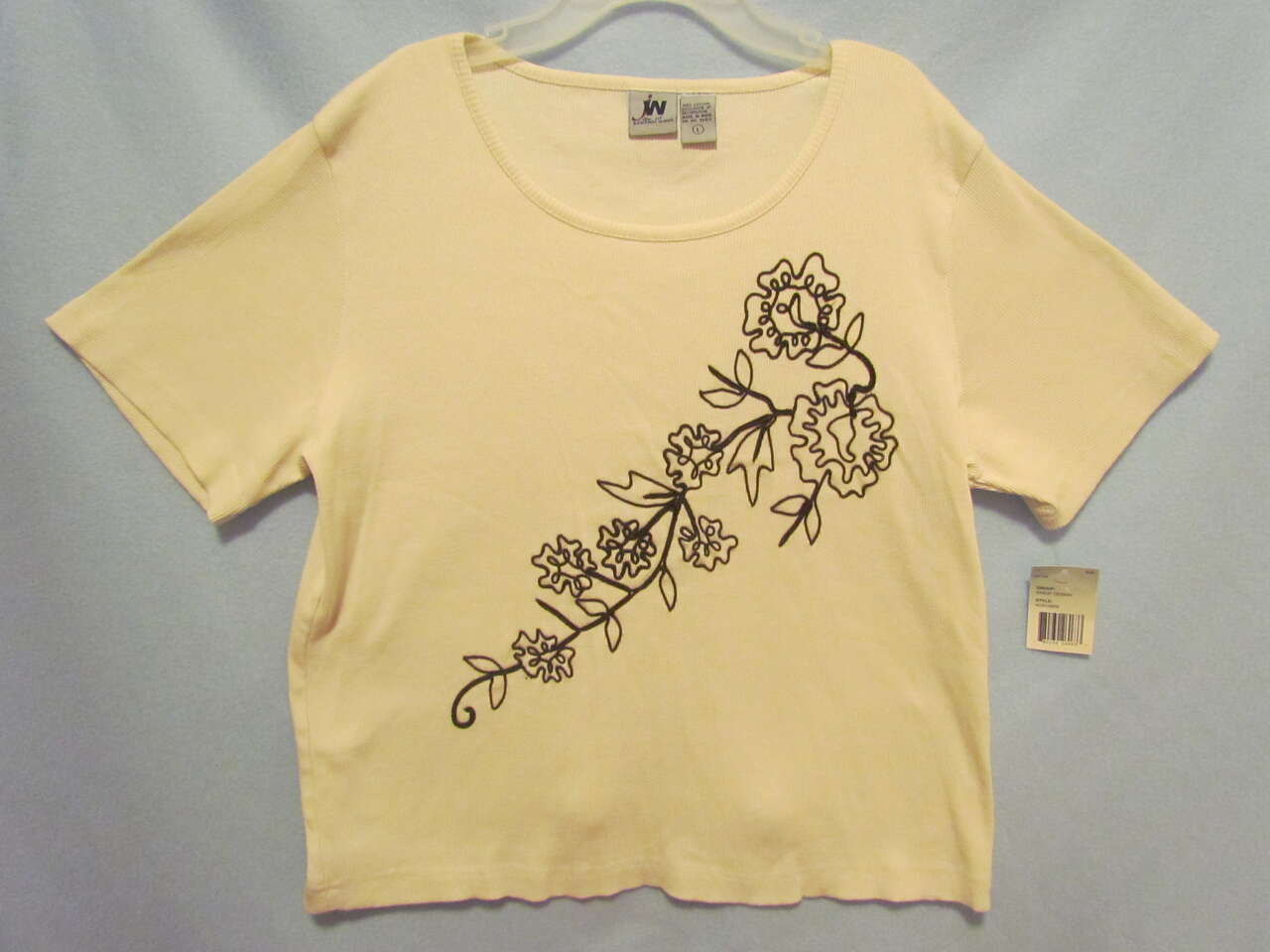 JW Junction West Women's Cream/Ivory Short Sleeve Shirt Top Blouse Size Large-NWT