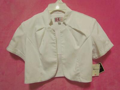 R&K Originals White Bolero Jacket Shrug Small Junior's Teen Ladies Women’s-NWT