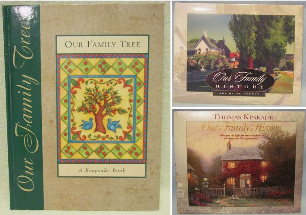 Our Family History Memory Record Keepsake Genealogy Books~Thomas Kinkade~Al Rounds~New Seasons-New