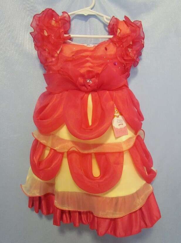 NEW Girls Spring Summer Wedding Bridesmaid Holiday Dress-Hot Pink/Yellow Sz 3-4T