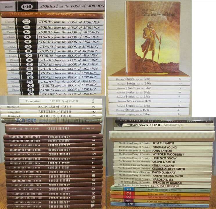75+ Items Lot-Illustrated Stories from the Book of Mormon/Bible/Church History/Articles of Faith/Presidents/Prophets Book Sets