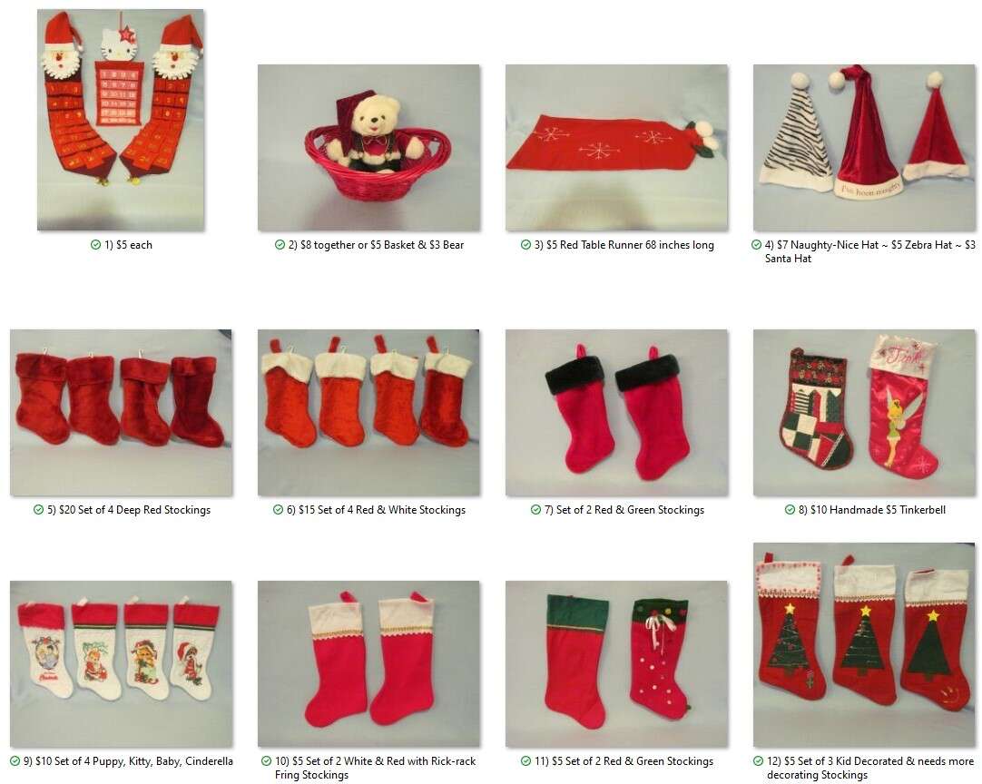 Advent Calendars ~ Christmas Teddy Bear in Red Basket ~ Holiday Table Runner ~ Stocking Sets