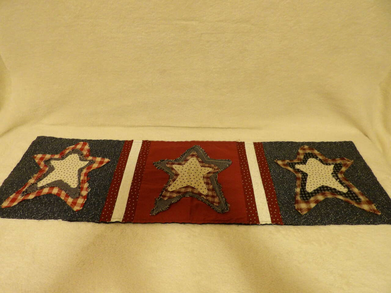Handmade Independence Day ~4th of July~ Star Table Runner/Dresser Scarf Decoration - Like New