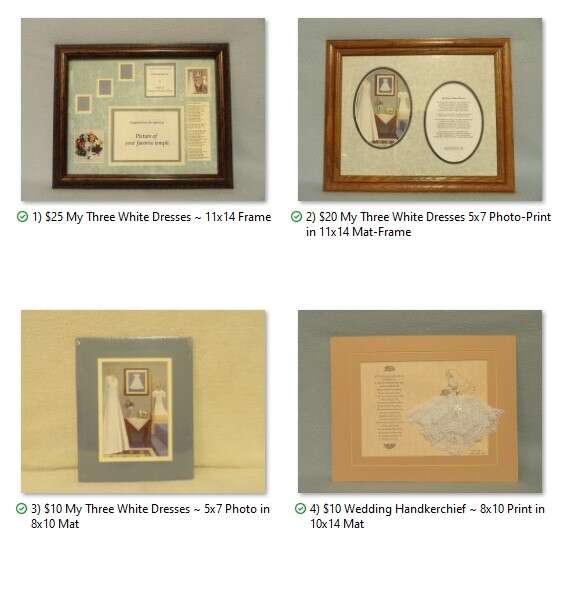 My Three White Dresses LDS/Mormon Young Women Picture Wall Decor Temple Wedding Handkerchief