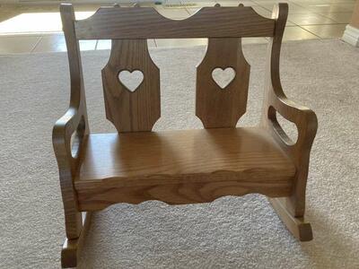 Wood Doll Rocking Bench