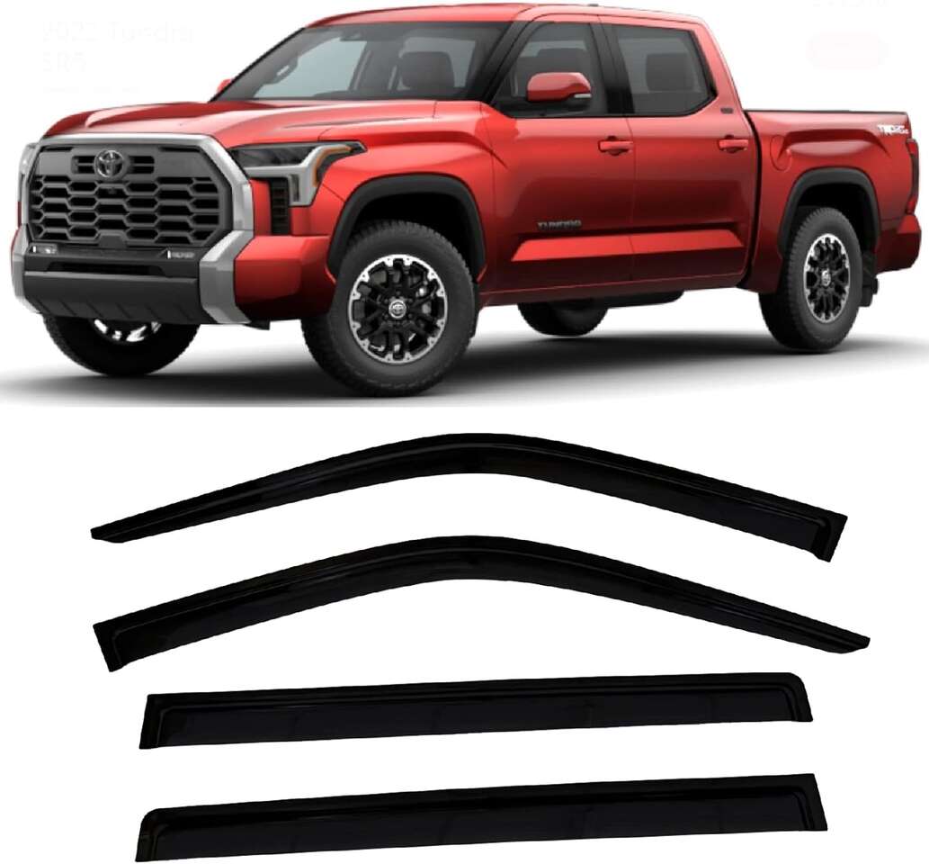 2022-2024 Tape-On Side Window Visor Deflectors for Toyota Tundra CrewMax SR SR5 Limited Platinum 1794 TRD Pro Capstone 2023