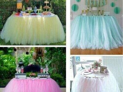 Tulle Tutu Table Skirt Yellow Table Cover Cloth Party Birthday Table Décor 6ft
