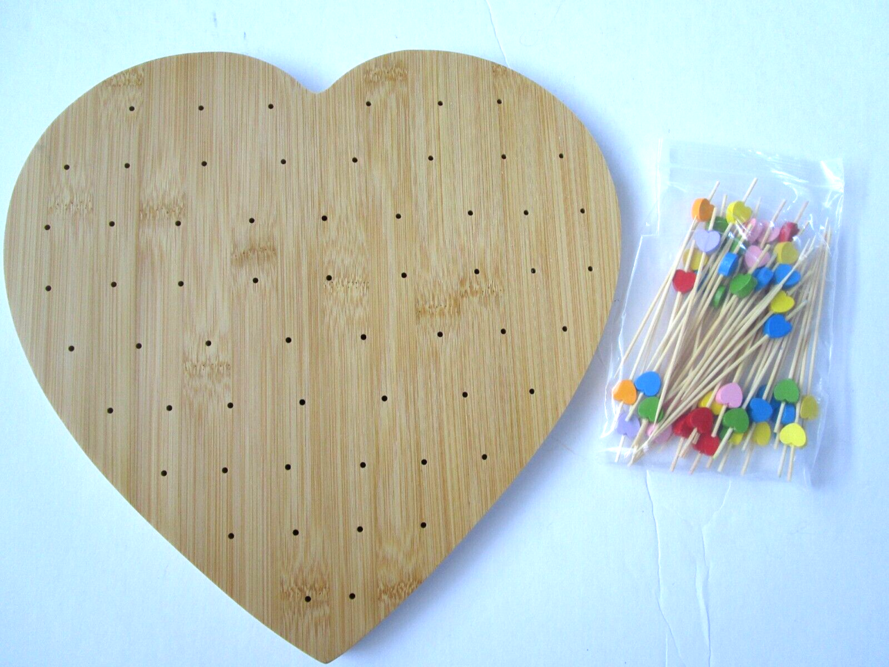 Bamboovita Heart Shape Bamboo Cutting Board/Charcuterie Tray W/Heart Spears
