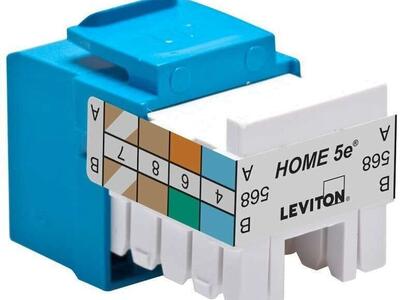 Pack of 10 Leviton 5EHOM--RI.5 Snap in Jack T568 A/B. 8P8C Residential Wiring Blue