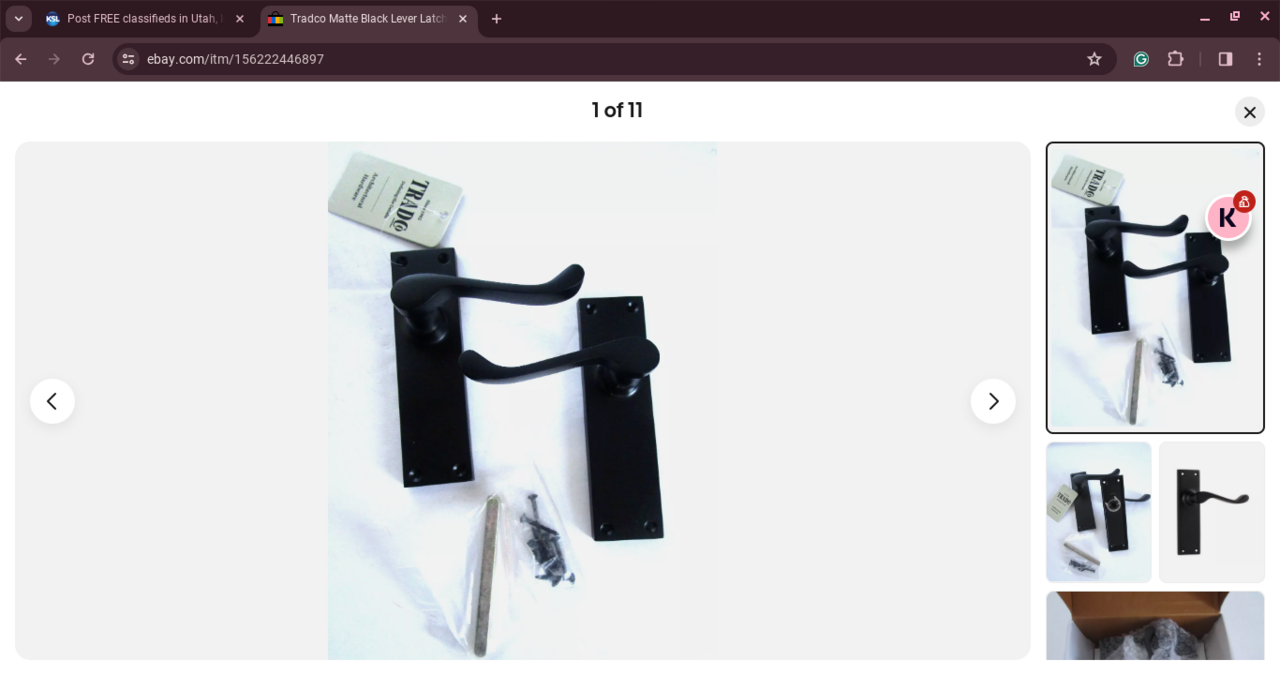 Tradco Matte Black Lever Latch Door Handles Backplates Set Retail 129.00