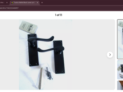 Tradco Matte Black Lever Latch Door Handles Backplates Set Retail 129.00