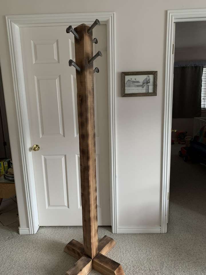 Rustic rail road spike coat rack