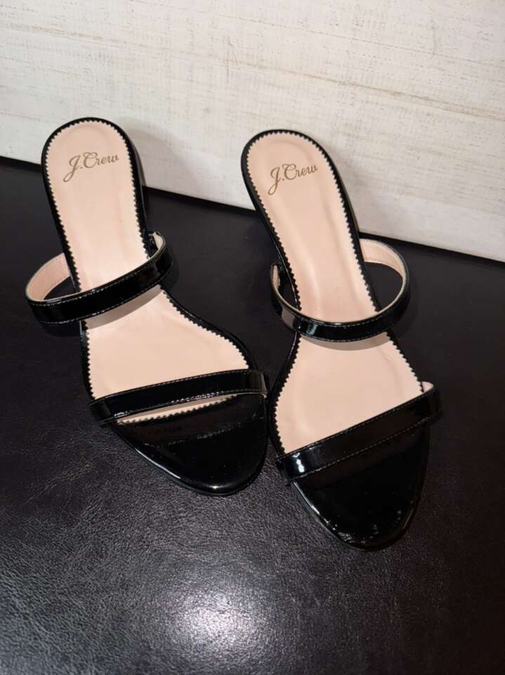 J Crew Size 6.5 Black Strappy Kitten Heel