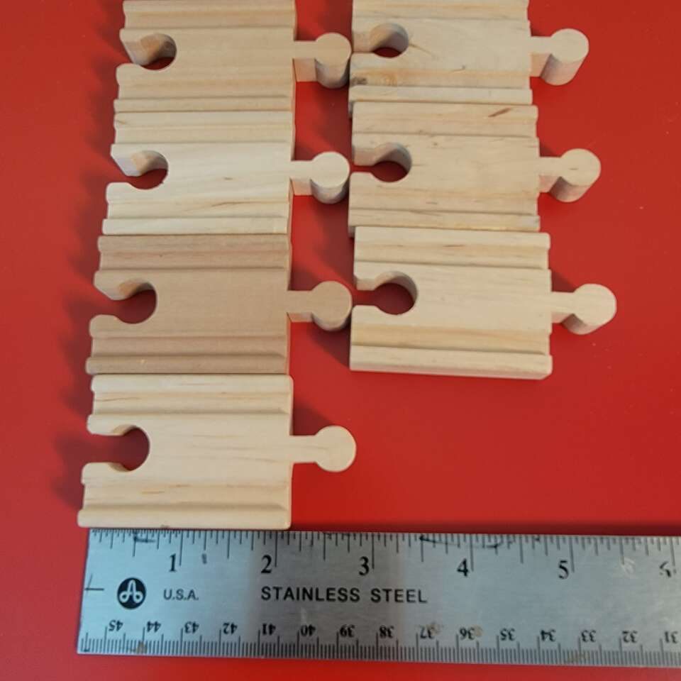 Brio/Thomas and Friends Wooden Railway 2 in. Straight Track Extenders. Lot of 7pcs. Vintage, Excellent Condition!