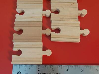 Brio/Thomas and Friends Wooden Railway 2 in. Straight Track Extenders. Lot of 7pcs. Vintage, Excellent Condition!