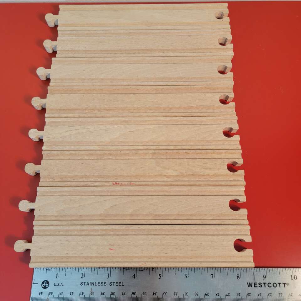 Brio/Thomas and Friends Wooden Railway 8 in. Straight Track. Lot of 12pcs. Vintage, Excellent Condition!