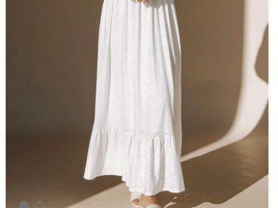 The Sandra Eyelet Floral Temple Dress in Creamy White