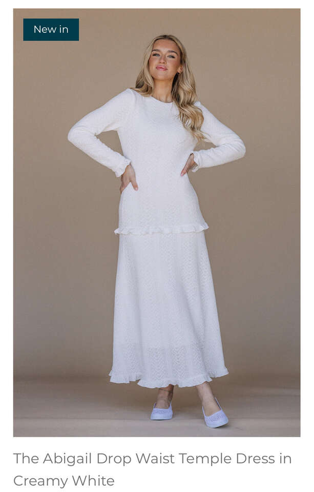 The Abigail Drop Waist Temple Dress in Creamy White