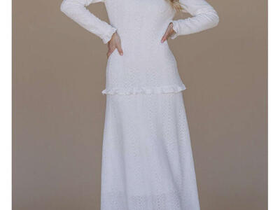 The Abigail Drop Waist Temple Dress in Creamy White