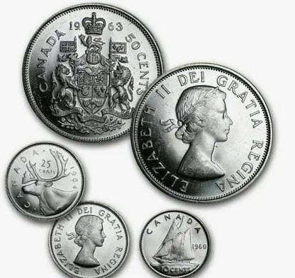 Silver 10% UNDER spot/melt CAN Coin (fractional) sold in lots of 3 & 6 or 12 ozt 80% ASW Canada Canadian