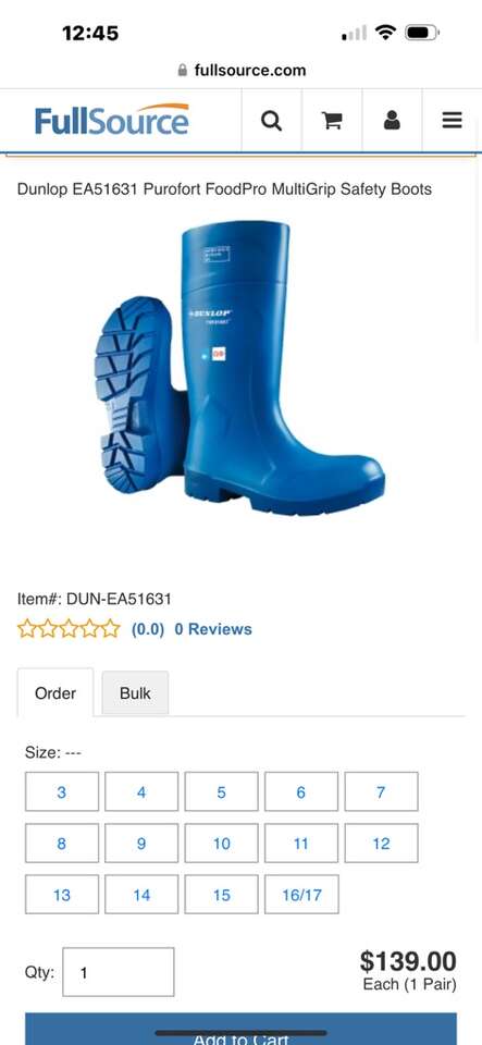 Mens Size 10  Steel Toe  Dunlop Foodpro Putofort