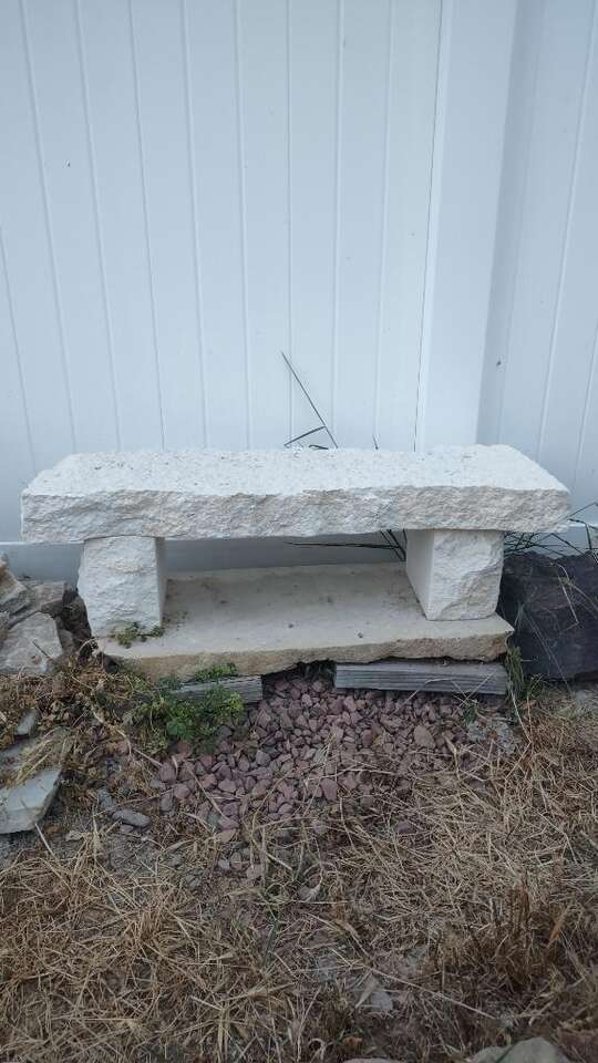 White limestone benches