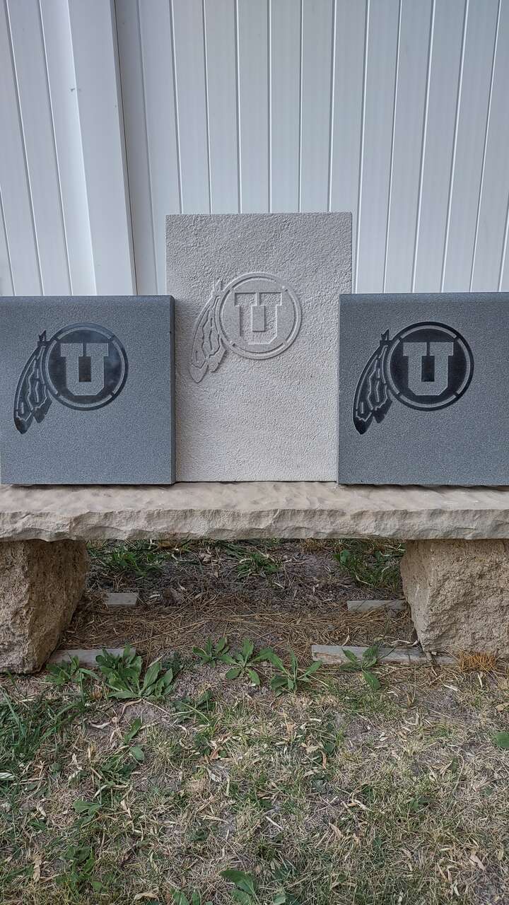 Utes logo on stone