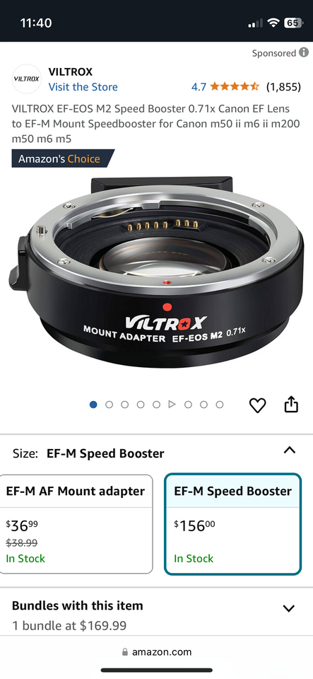 VILTROX EF-EOS M2 Speed Booster 0.71x