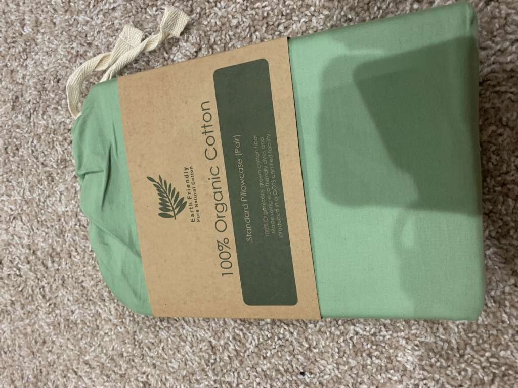 New 100% Organic Cotton Standard Pillow Cases, 2