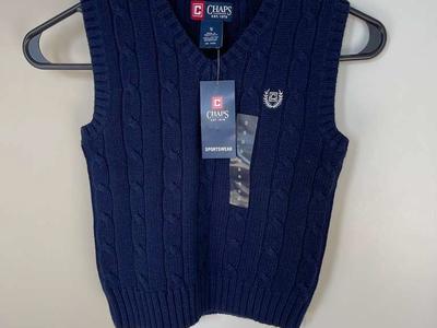 NWT Chaps Cable Knit Boys Sweater Vest Cotton Navy