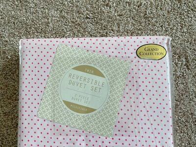 New Twin Reversible Duvet Set Chrissy Dot Pink