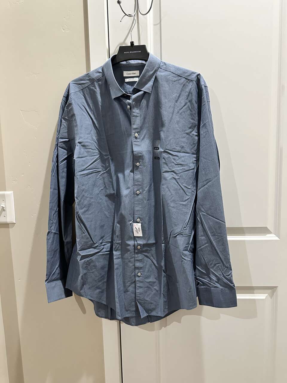 BNWT Calvin Klein Supima Men's LS dress shirt, Slim Tall, XL 17.5 36/37, Cotton