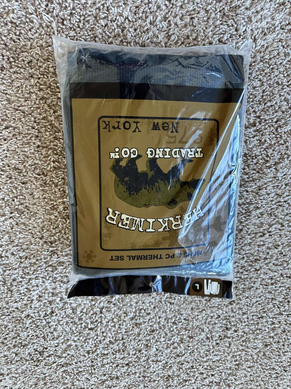 BNIP Herkimer Trading Co. Men's 2pc thermal set, blk, Size L, Cotton/Polyester