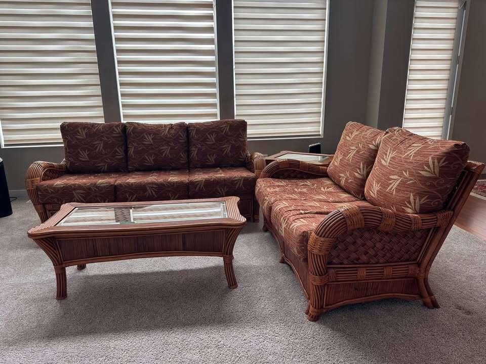 Rattan/wicker Spice Islands Kingston Reef 4 Piece Living Room Set In Cinnamon