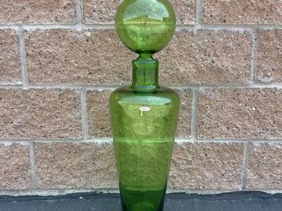 Mid Century Vintage Blenko 28” Glass Vase Decanter