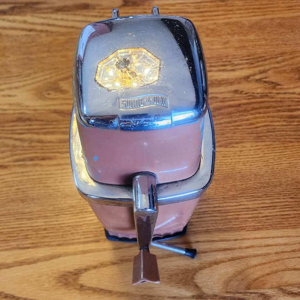 Vintage 1950s Swing-A-Way Table Hand Crank Ice Crusher White Chrome Retro