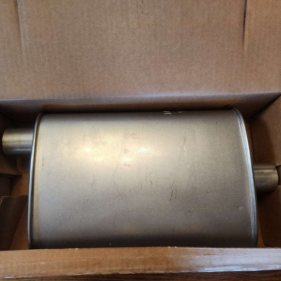 Exhaust Muffler Steel Oval Installer Turbo Aluminized Exhaust Muffler 2" Offset