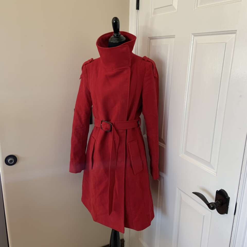 Mango Suit Adorable Women’s Red Trench Coat sz M